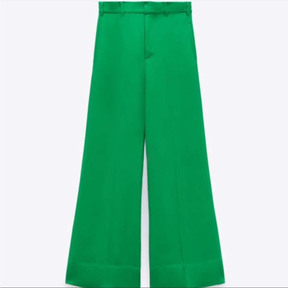 New w/o Tags Green Flowy Wide Leg High-Rise Pants, S